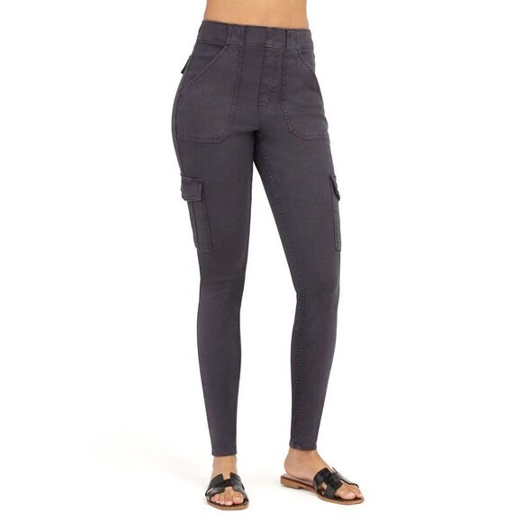 Spanx 20311Q Women's Sz Small Washed Black Stretch Twill Ankle Cargo Pants - Picture 1 of 9